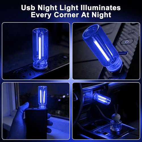 Ligrel Car USB Night Light Touch Dimmable - 1-Pack Retro LED Filament Lamp for Truck Interior, Bedroom & Camping | Glass Bottle Ambiance Lighting (Blue) - Image 2