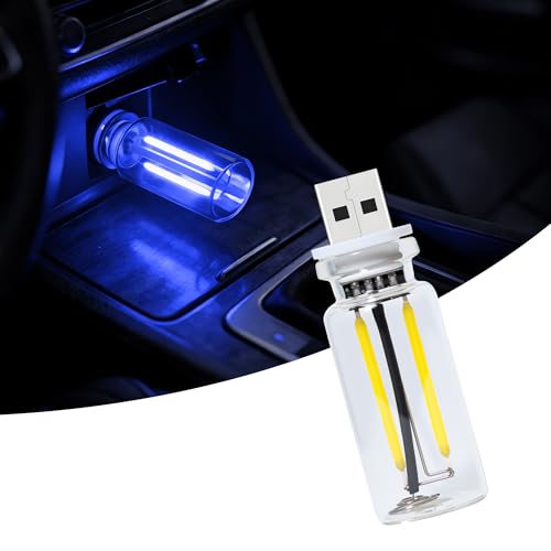 Ligrel Car USB Night Light Touch Dimmable - 1-Pack Retro LED Filament Lamp for Truck Interior, Bedroom & Camping | Glass Bottle Ambiance Lighting (Blue) - Image 1