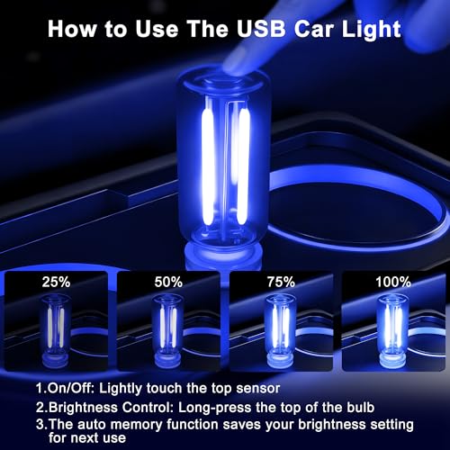 Ligrel Car USB Night Light Touch Dimmable - 1-Pack Retro LED Filament Lamp for Truck Interior, Bedroom & Camping | Glass Bottle Ambiance Lighting (Blue) - Image 4