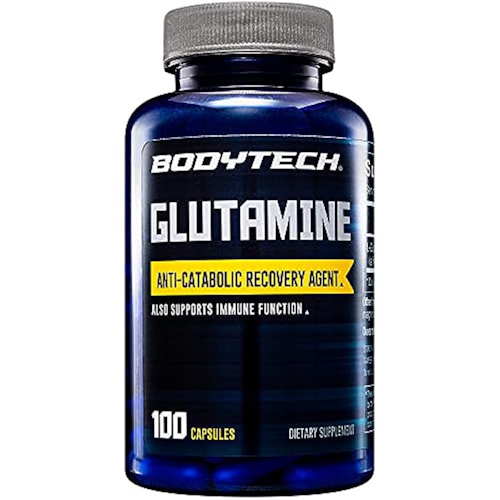 BODYTECH Glutamine Capsules - Supports Muscle Recovery, Immune Health & Exercise Performance (100 Capsules) - Image 1