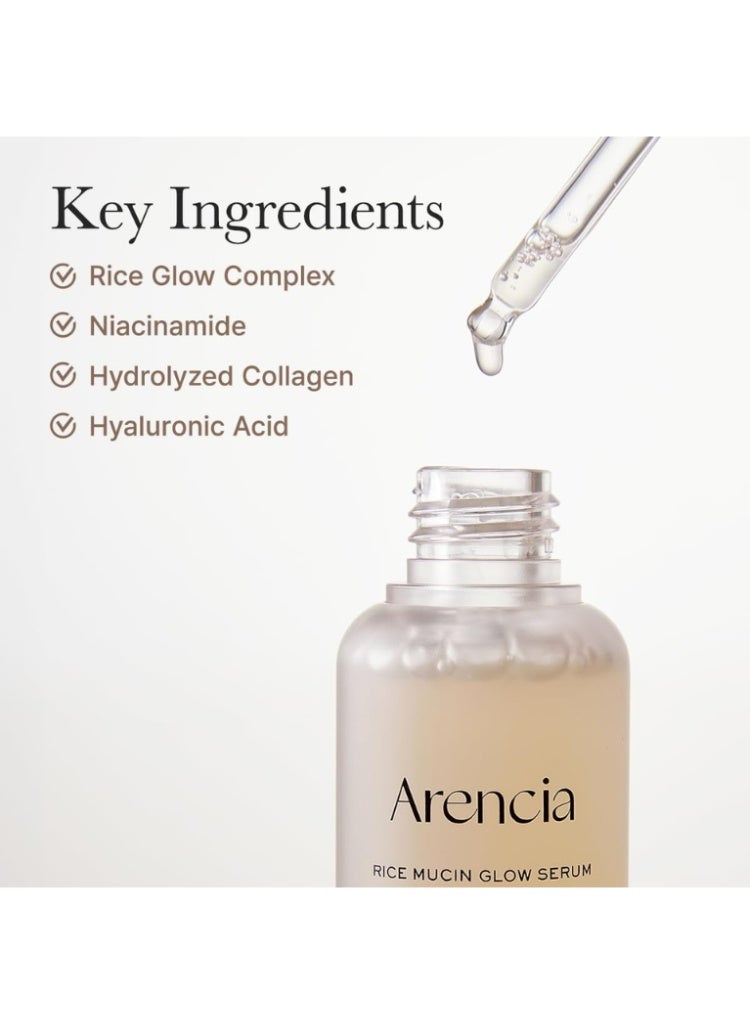أرينسيا Arencia Rice Mucin Glow Serum مع الكولاجين وحمض الهيالورونيك والنياسيناميد – سيروم كوري للإشراقة والترطيب والامتلاء وتفتيح البشرة - Image 4