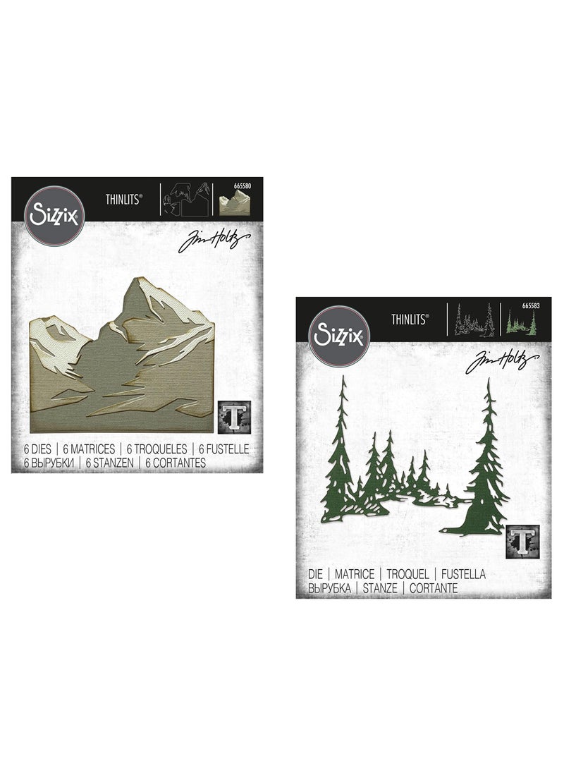 Tim Holtz Tim Holtz Sizzix Mountain Top Thinlits and Tall Pines Die Sets Bundle of 2 Sets 665580 665583 