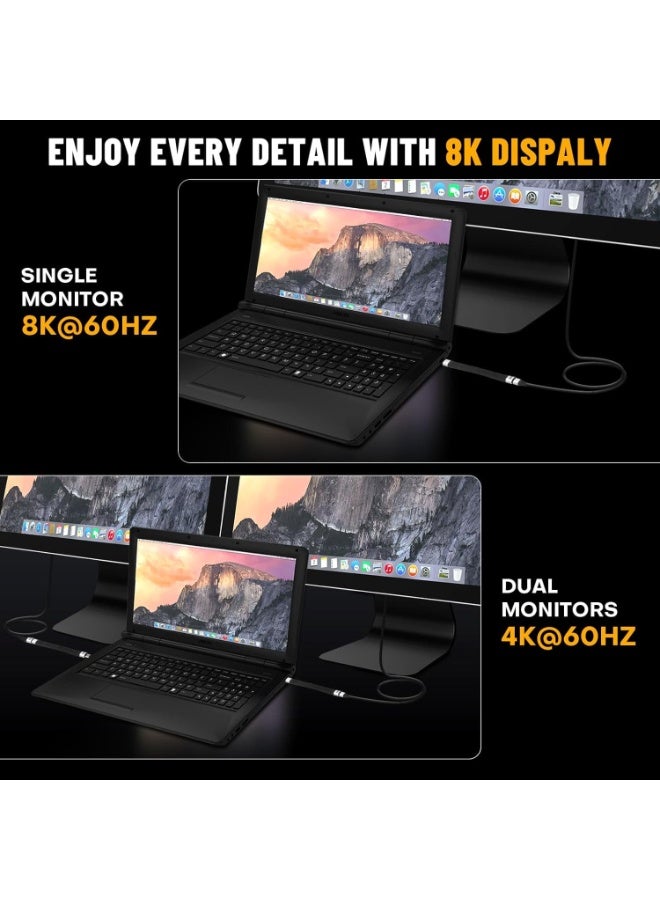 blupebble PowerFlow USB-C to USB-C PD 3.1 Cable 0.13m – 240W 5A Fast Charging, 40Gbps Data Transfer, 8K@60Hz Video, Type-C Male, Black Aluminum Housing - Image 2