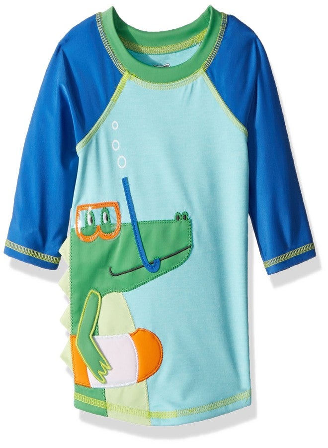 Mud Pie Baby Boys Scuba Alligator Rashguard, Blue, XS (6-9 Months)