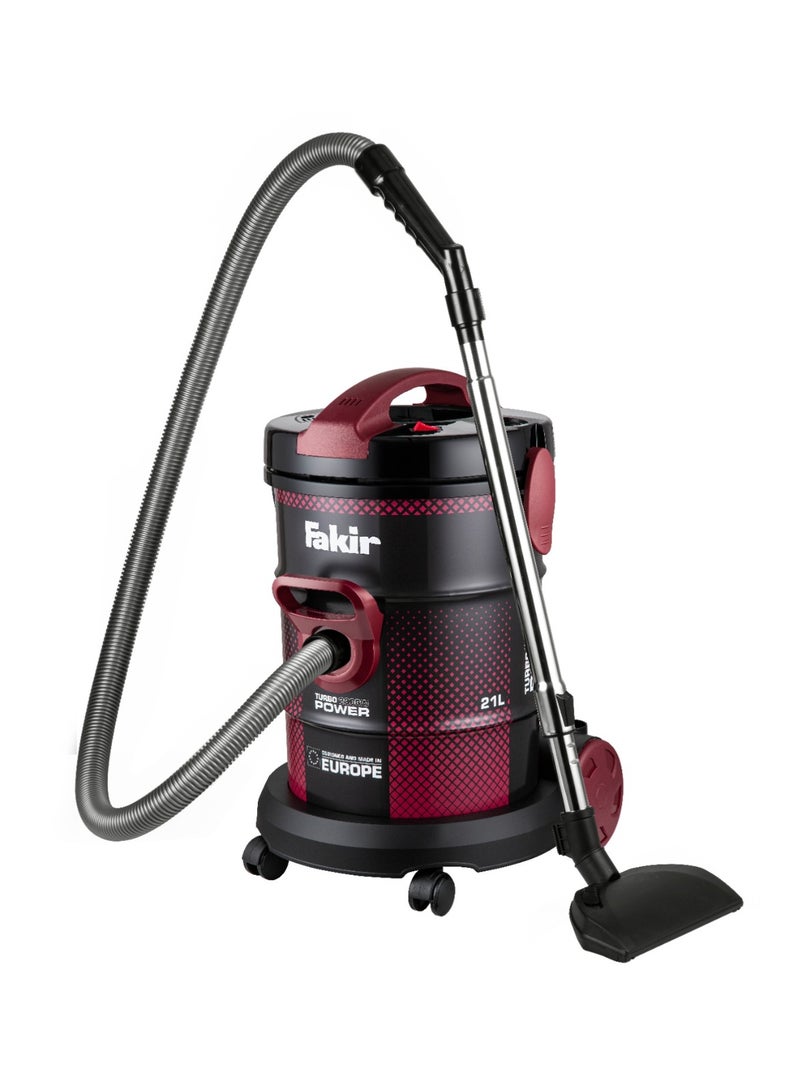 Fakir Turkish 21L Drum Vacuum Cleaner – 2200W High Suction Power – Burgundy – Model 41004622 - Image 2