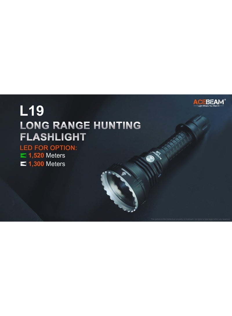 ACEBEAM مصباح يدوي ACEBEAM L19 2.0 LED، 1650 لومن، ضوء تكتيكي، شعاع 1300 متر، كشاف قابل للشحن USB-C لإنفاذ القانون والتخييم والإنقاذ - Image 2