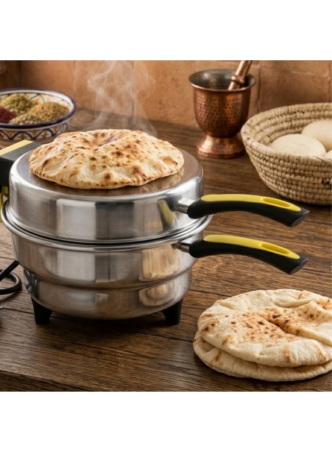 أمم فرن كهربائي صغير من الألمنيوم - صانع خبز، بيتزا، خمير، وخبز لبناني | آلة خبز خمير عربي ساخن متعددة الاستخدامات 28 سم - Image 2