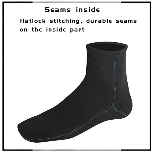 OMGear Water Socks Neoprene Socks Beach Booties Shoes 3mm Glued Blind Stitched Anti-Slip Wetsuit Boots Fin Swim Socks (3mm Low Cut/Aqua, XL) - Image 5