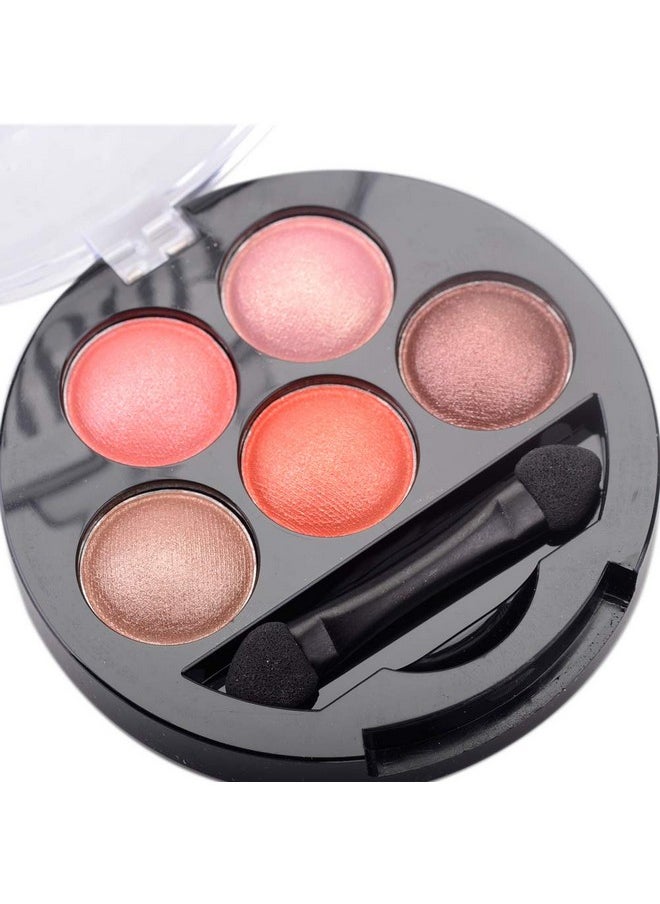 Mallofusa Mallofusa 5 Colors Eye Shadow Palette Powder Metallic Shimmer Eyeshadow Palette (Romantic Pink) 4.7oz  - Image 4