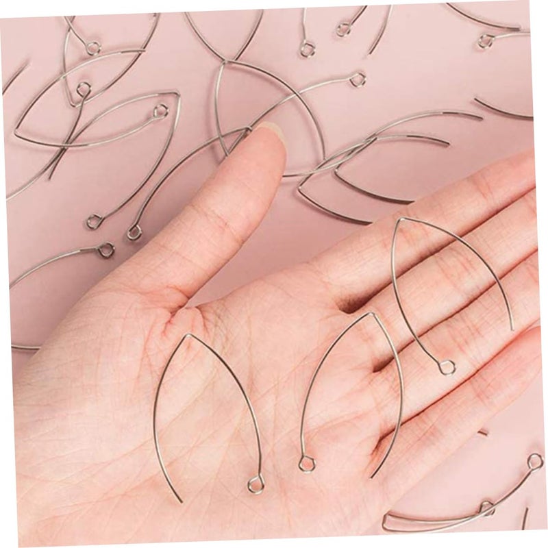 V Shape Ear Hooks For Women 100pcs Jewelry Making Supplies Silver Tone - Image 5