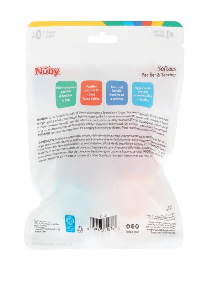 Nuby Silicone Softees Pacifier and Teethers - (5-Pack) Silicone Baby Pacifiers and Teethers - 0+ Months - Assorted Pastel Colors - Image 4
