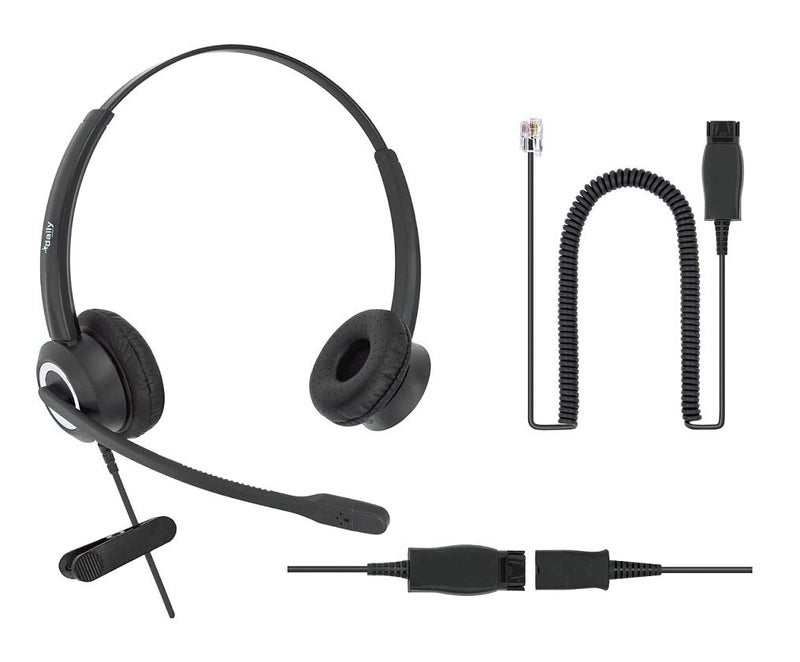 daily headset Avaya Headset HD Voice with HIS Adapter Compatible with Avaya 1600, 9600, J100 Series Phones Model, Plus 3.5mm Adapter for Smartphone - Image 1