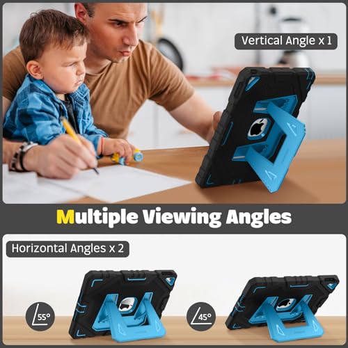 Fintie Case for iPad 9th Generation (2021) / 8th Generation (2020) / 7th Gen (2019) 10.2 Inch, Fully-Body Rugged Heavy Duty Shockproof Protective Case with Built-in Kickstand for Kids, Black/Blue - Image 4