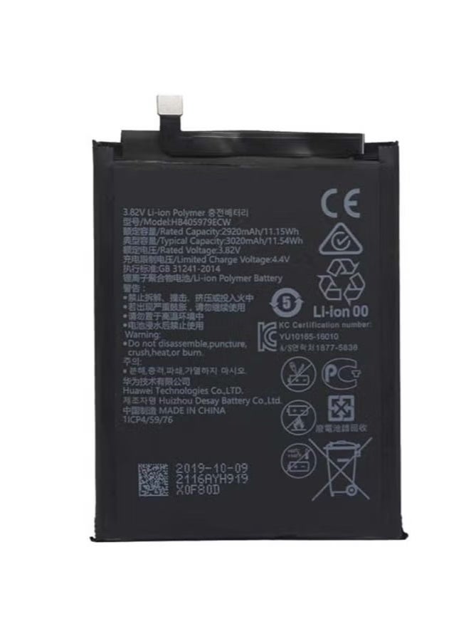 Raxoom 3020mAh High-Capacity Replacement Battery for Nova CAZ-AL10, CAN-L01, CAN-L02, CAN-L12, Enjoy 6S, Y5, Y6 2017, P9 Lite Mini, and Honor 6C – Long-Lasting Power, Safe Li-Ion Cell, Black – Easy DIY Installation