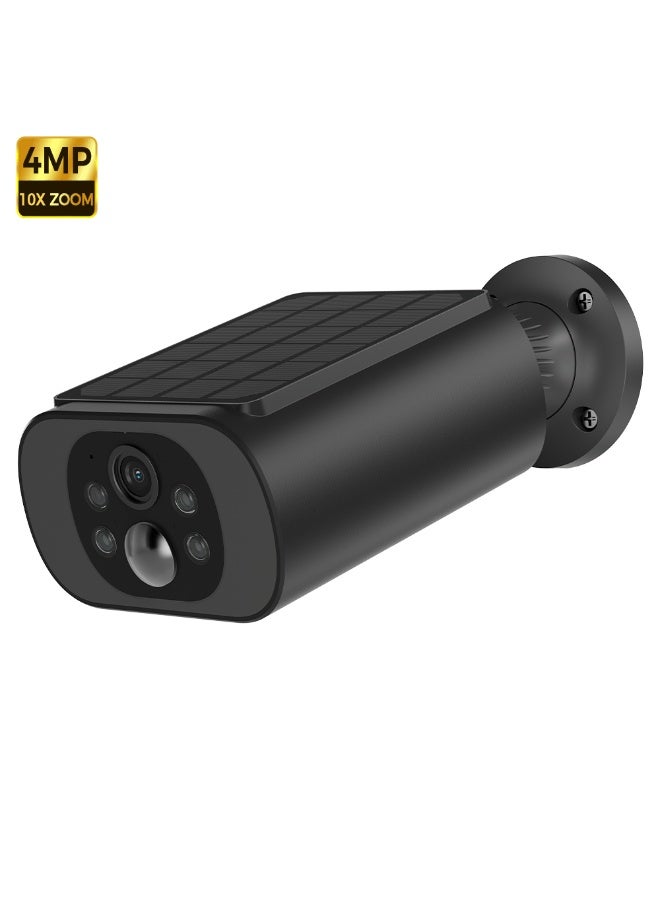 2.5K Solar Surveillance Camera WIFI Outdoor Home Wireless Surveillance Cameras with Ultra Long Standby Time Battery Smart Light Color Night Vision AI Detection Solar Energy Monitoring Camera Black - Image 1