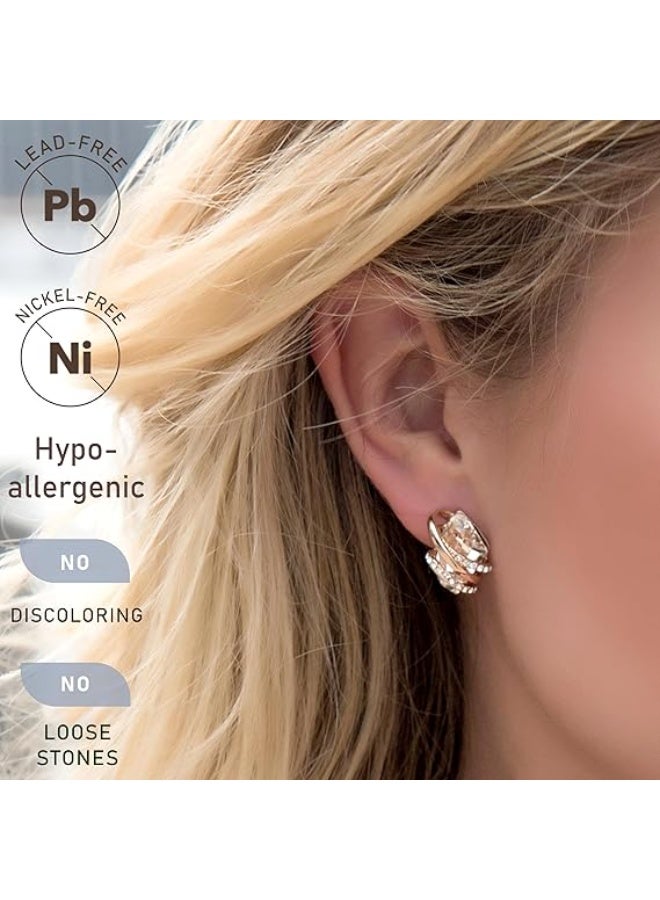 kunshao Wishstone Crystal Stud Earrings, Birthstone Earrings with Healing Crystals, Silver-tone & Rose Gold Hypoallergenic Jewelry Gift for Women, Gift Box - Image 5