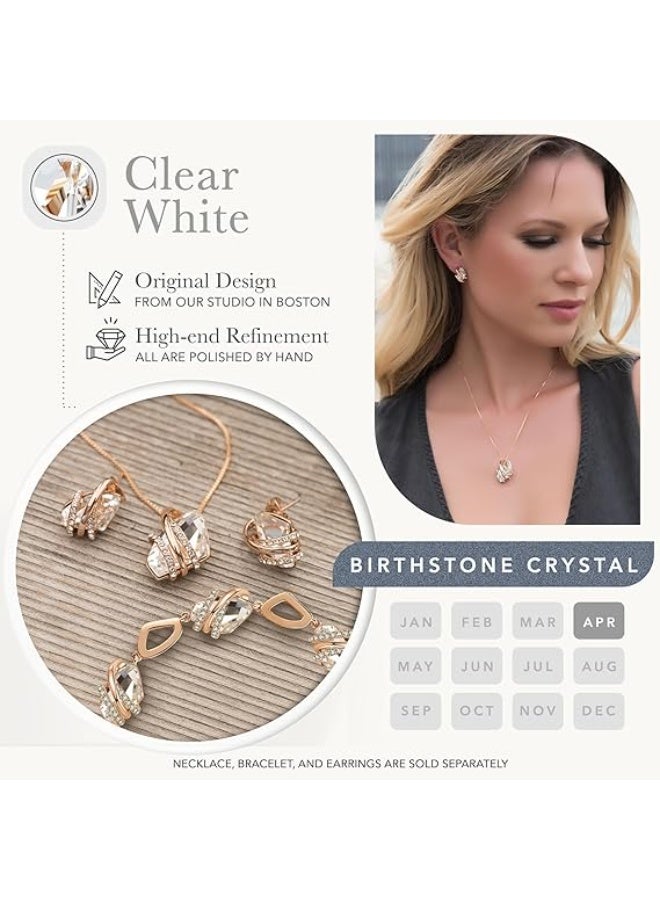 kunshao Wishstone Crystal Stud Earrings, Birthstone Earrings with Healing Crystals, Silver-tone & Rose Gold Hypoallergenic Jewelry Gift for Women, Gift Box - Image 3