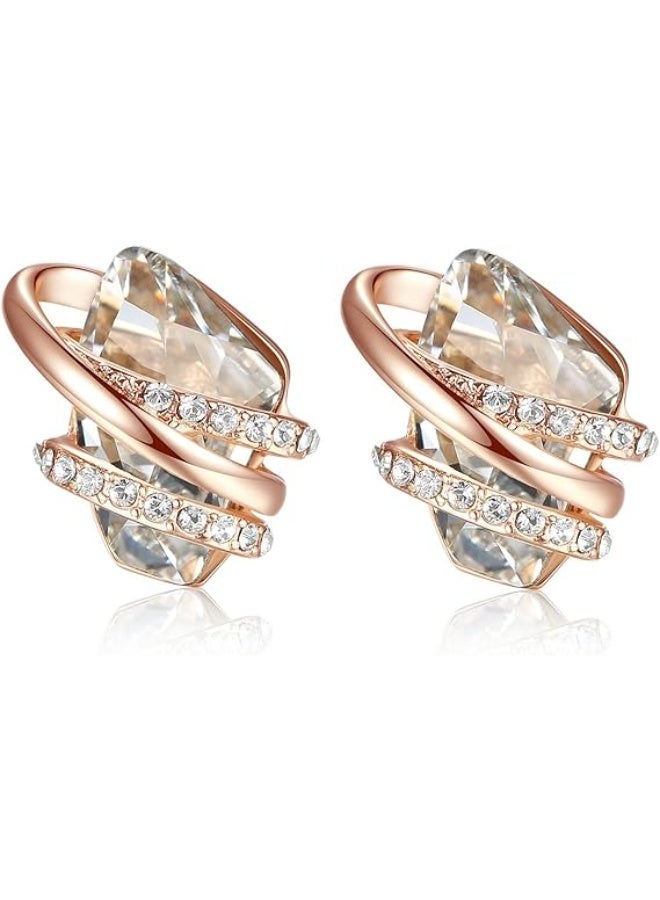 kunshao Wishstone Crystal Stud Earrings, Birthstone Earrings with Healing Crystals, Silver-tone & Rose Gold Hypoallergenic Jewelry Gift for Women, Gift Box - Image 1