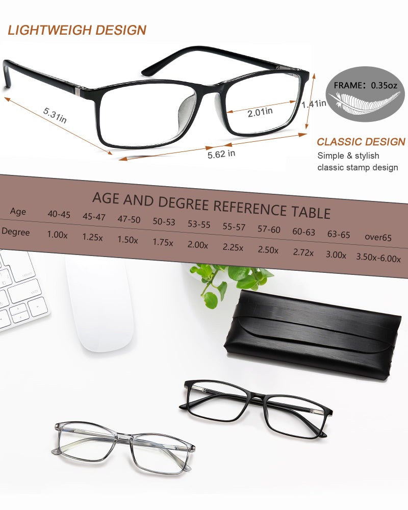 YTDBNS Reading Glasses for Women and Men, Rectangular Readers, Blue Light Blocking Computer Reading Glasses for Work and Daily Use - Image 2