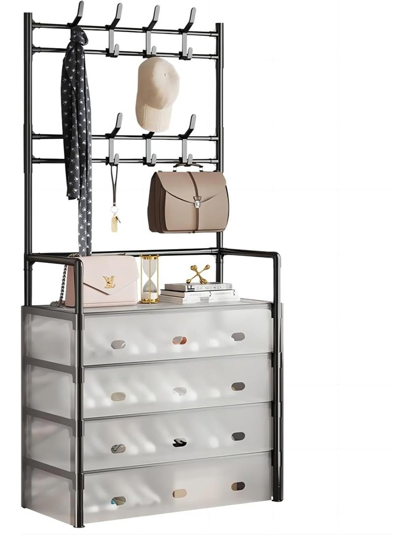 Multifunctional High-quality Dustproof Clothes Hat Shoe Rack, Reinforced and Thickened, Easy to Assemble and Disassemble, Portable, Storage Rack, Suitable for Living Room, Bedroom, Office, Home Entrance