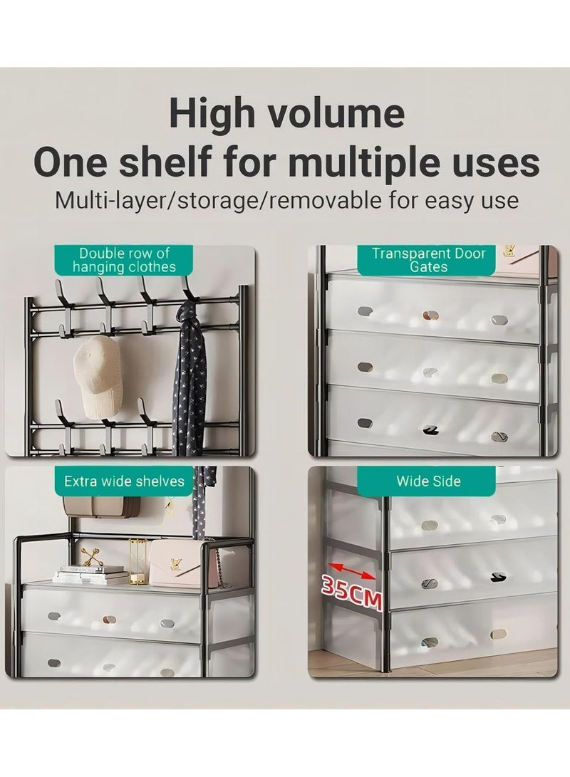 Multifunctional High-quality Dustproof Clothes Hat Shoe Rack, Reinforced and Thickened, Easy to Assemble and Disassemble, Portable, Storage Rack, Suitable for Living Room, Bedroom, Office, Home Entrance