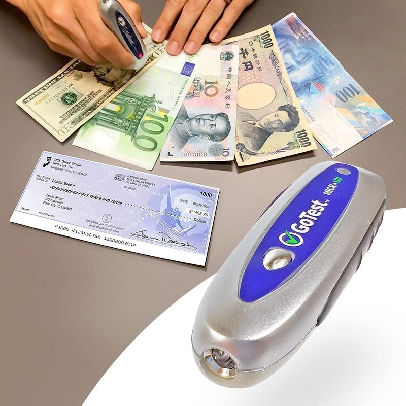 VersaCheck GTMS-1226 Gotest Check Compliance Tester and Counterfeit Detector for Checks, Currency and ID's, Blue - Image 1