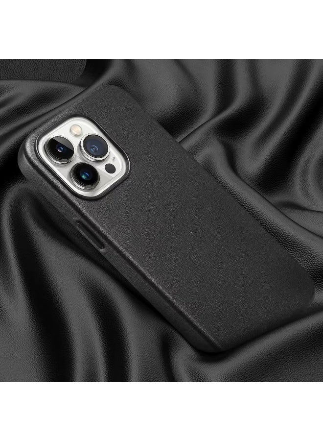جراب جلدي مزود بتقنية MagSafe لهاتف iPhone 15 Pro Max - أسود - Image 2