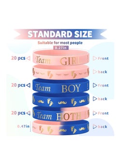Excefore Gender Reveal Bracelets, 60 Pcs Silicone Wristbands Gender Reveal Party Bracelets, Team Both Rubber Wristband for Baby Shower Gender Reveal Party Favor Supplies  - Image 2