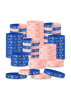 Excefore Gender Reveal Bracelets, 60 Pcs Silicone Wristbands Gender Reveal Party Bracelets, Team Both Rubber Wristband for Baby Shower Gender Reveal Party Favor Supplies  - Image 1