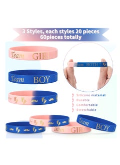 Excefore Gender Reveal Bracelets, 60 Pcs Silicone Wristbands Gender Reveal Party Bracelets, Team Both Rubber Wristband for Baby Shower Gender Reveal Party Favor Supplies  - Image 3