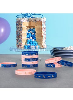 Excefore Gender Reveal Bracelets, 60 Pcs Silicone Wristbands Gender Reveal Party Bracelets, Team Both Rubber Wristband for Baby Shower Gender Reveal Party Favor Supplies  - Image 4