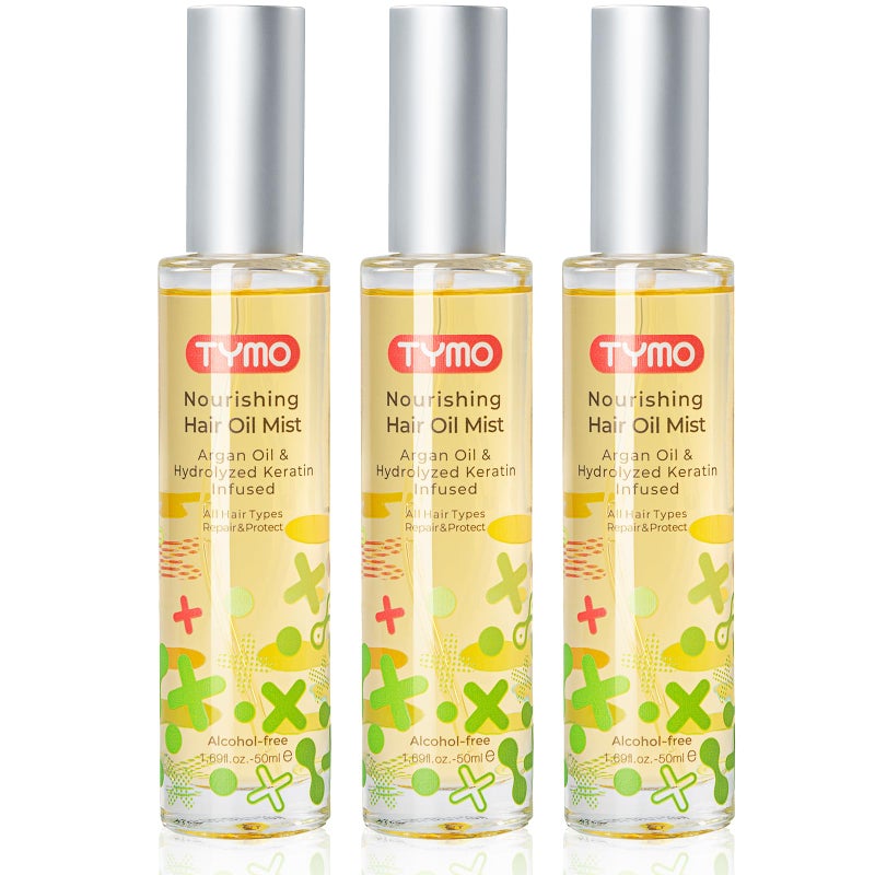 TYMO Argan Hair Oil Spray - Hydrating Natural 6 Blend Oil for Frizzy & Dry Hair, Organic Pure Formula, Daily Use Hair Treatment, Smooth Damaged Ends, Olive Oil & Vitamin E Infused, Pack of 3 - Image 1