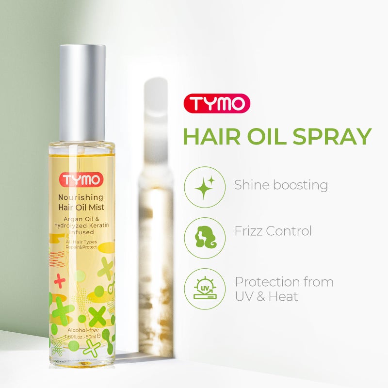 TYMO Argan Hair Oil Spray - Hydrating Natural 6 Blend Oil for Frizzy & Dry Hair, Organic Pure Formula, Daily Use Hair Treatment, Smooth Damaged Ends, Olive Oil & Vitamin E Infused, Pack of 3 - Image 2