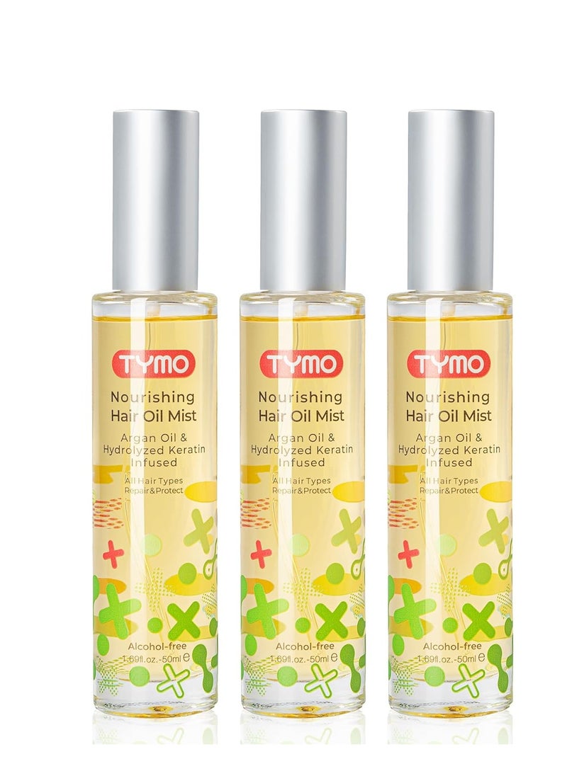 TYMO TYMO Argan Hair Oil Spray - Hydrating Veganic Natural 6 Blend Oil for Frizzy & Dry Hair, Organic Pure Formula, Daily Use Hair Treatment, Smooth Damaged Ends, Olive Oil & Vitamin E Infused, Pack of 3  - Image 1