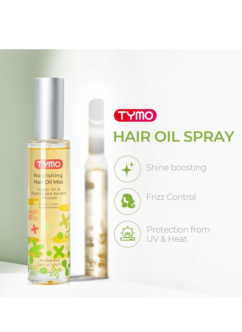 TYMO TYMO Argan Hair Oil Spray - Hydrating Veganic Natural 6 Blend Oil for Frizzy & Dry Hair, Organic Pure Formula, Daily Use Hair Treatment, Smooth Damaged Ends, Olive Oil & Vitamin E Infused, Pack of 3  - Image 2