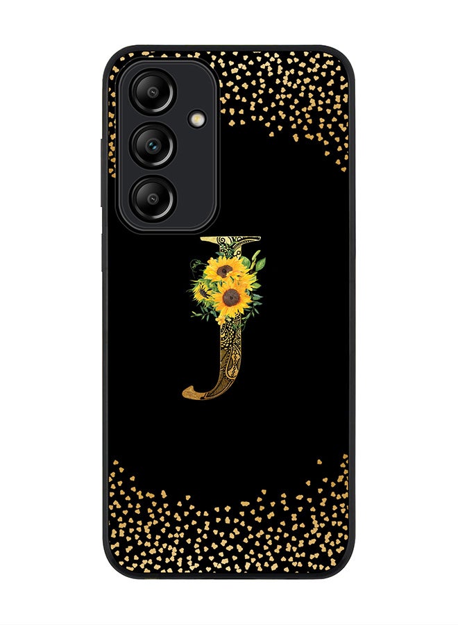 Stylizedd Rugged Black Edge Case for Samsung Galaxy A55 Case Cover- Custom Monogram Initial Letter Mandala Floral Pattern Alphabet - J(Black) - Image 1