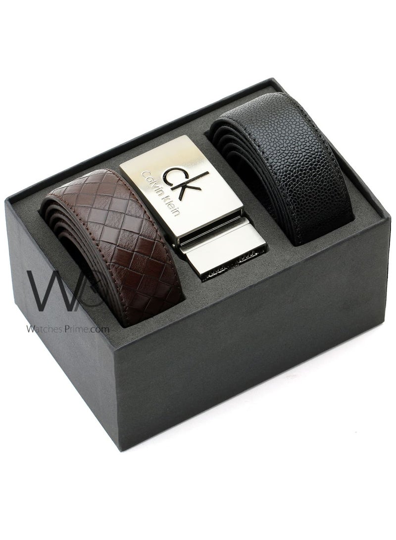 CALVIN KLEIN JEANS PLUS Calvin Klein For Men Black And Brown Leather Belt Box  - Image 1
