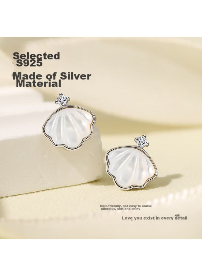 Manhe S925 Silver Stud Earrings For Women, Princess Earrings, elry, Wife's New Year Birthday Gift For Girlfriend - Image 3
