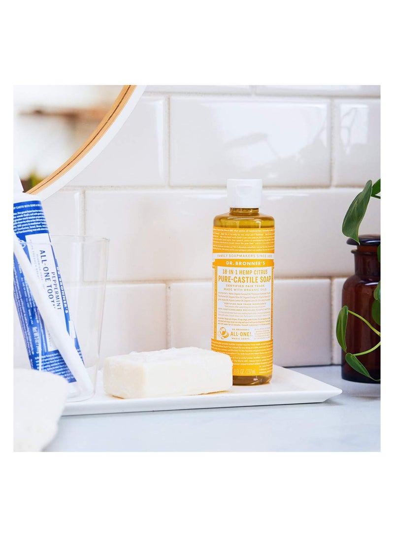 Dr. Bronner's Pure-Castile Liquid Soap (Citrus, 16 ounce) - Made with Organic Oils, 18-in-1 Uses: Face, Body, Hair, Laundry, Pets and Dishes, Concentrated, Vegan, Non-GMO - Image 3