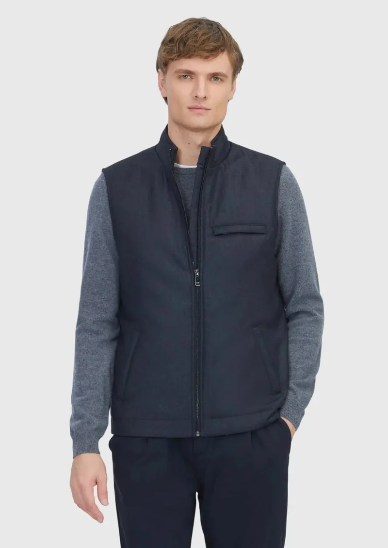 RAMSEY Hard Coal Regular Fit Turtleneck Casual Weaving Puffer Vest