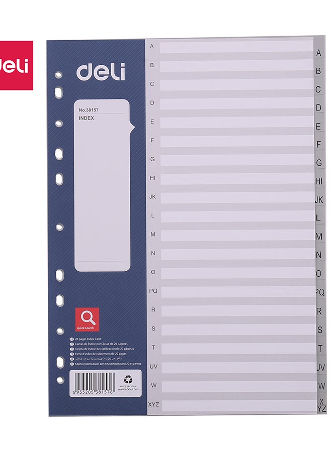 DELI DIVIDERS A4-20S GREY E38157 - Image 1