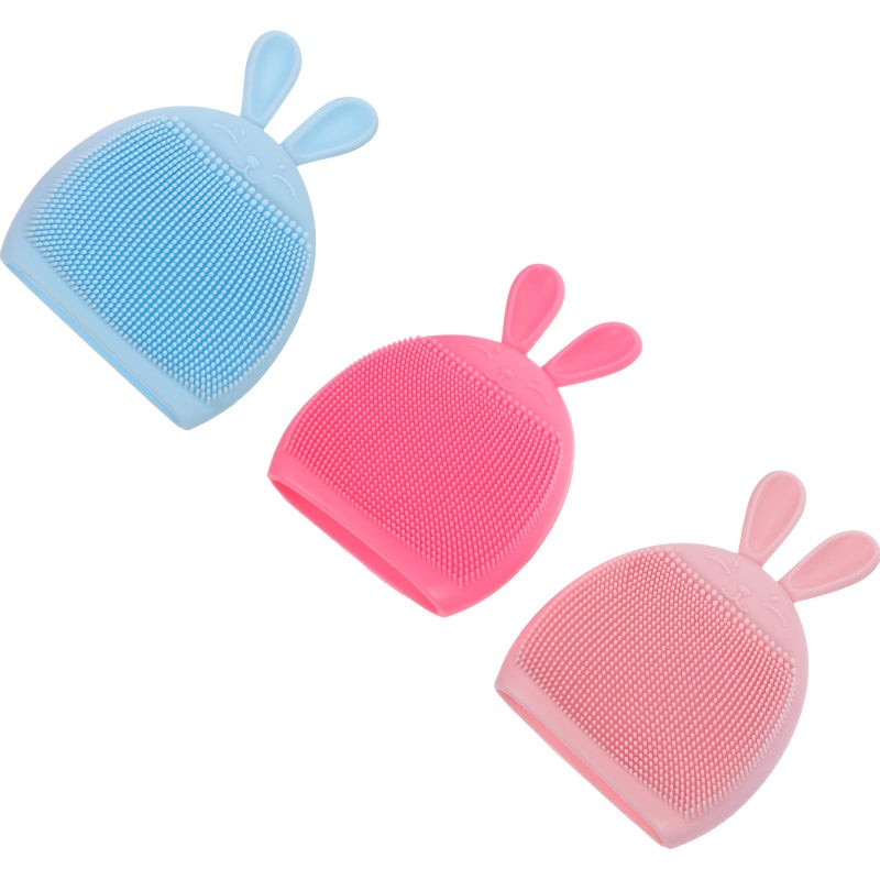Soft Rabbit Design Silicone Shower Brush Set 3PCS For Gentle Cleansing Exfoliating - Image 2