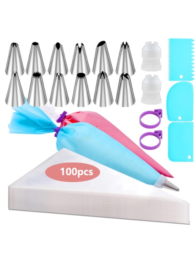 DUNISO Piping Bags and Tips Set, Reusable Cake Decorating Supplies Including Piping Bags, Frosting Piping Kit for Baking with Pastry Bags and Tips, Standard Converters, Silicone Rings, Cake Baking Tools Supplies for Cookie Icing, Cupcake - Image 1