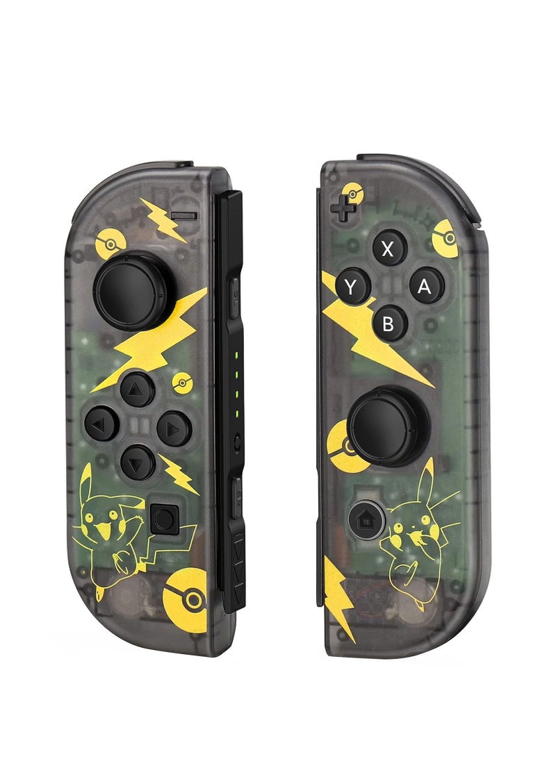 Joypad Controller, Transparent Replacement Controllers, Dual Joy-cons Controller for Nintendo Switch/Lite/OLED with Dual Vibration/Wake-up/Screenshot Functions
