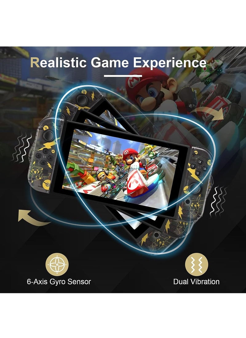 Joypad Controller, Transparent Replacement Controllers, Dual Joy-cons Controller for Nintendo Switch/Lite/OLED with Dual Vibration/Wake-up/Screenshot Functions