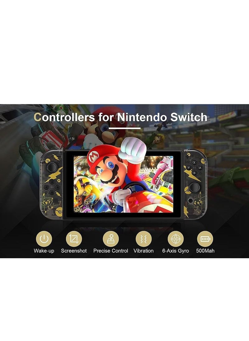 Joypad Controller, Transparent Replacement Controllers, Dual Joy-cons Controller for Nintendo Switch/Lite/OLED with Dual Vibration/Wake-up/Screenshot Functions