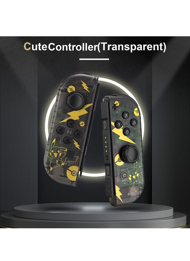 Joypad Controller, Transparent Replacement Controllers, Dual Joy-cons Controller for Nintendo Switch/Lite/OLED with Dual Vibration/Wake-up/Screenshot Functions