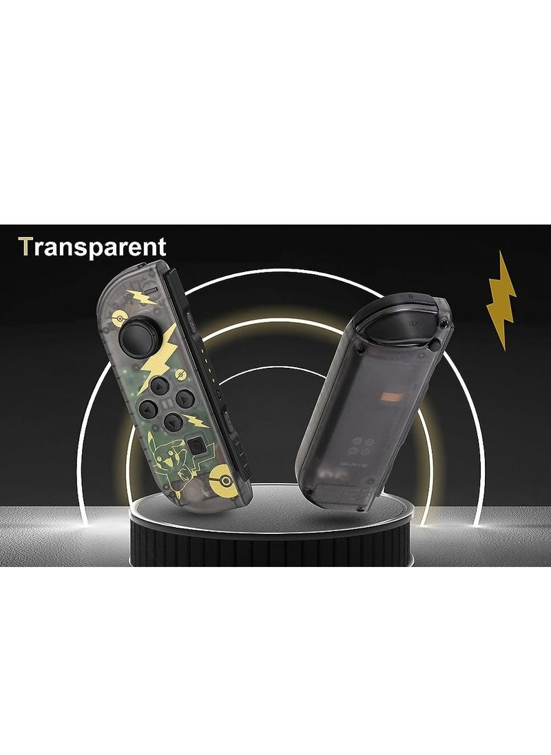 Joypad Controller, Transparent Replacement Controllers, Dual Joy-cons Controller for Nintendo Switch/Lite/OLED with Dual Vibration/Wake-up/Screenshot Functions