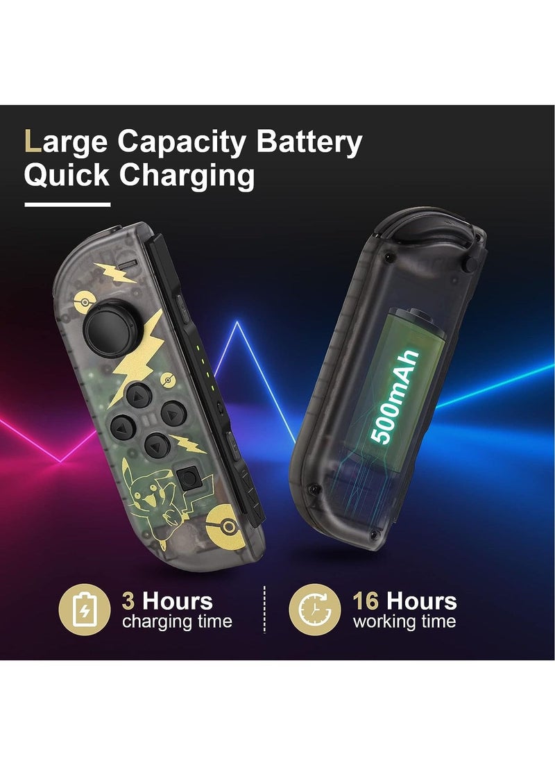 Joypad Controller, Transparent Replacement Controllers, Dual Joy-cons Controller for Nintendo Switch/Lite/OLED with Dual Vibration/Wake-up/Screenshot Functions