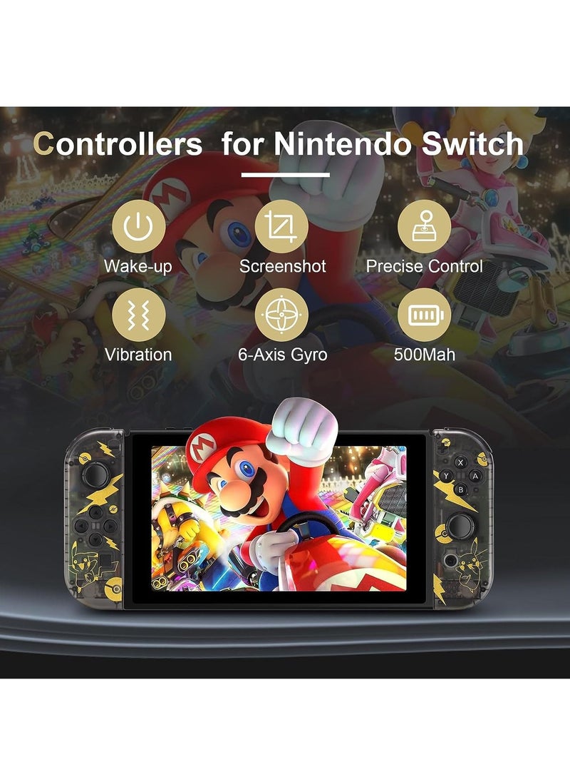 Joypad Controller, Transparent Replacement Controllers, Dual Joy-cons Controller for Nintendo Switch/Lite/OLED with Dual Vibration/Wake-up/Screenshot Functions